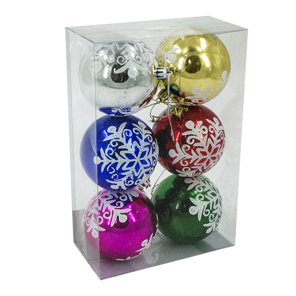 Шары елочные 8см, 6шт 