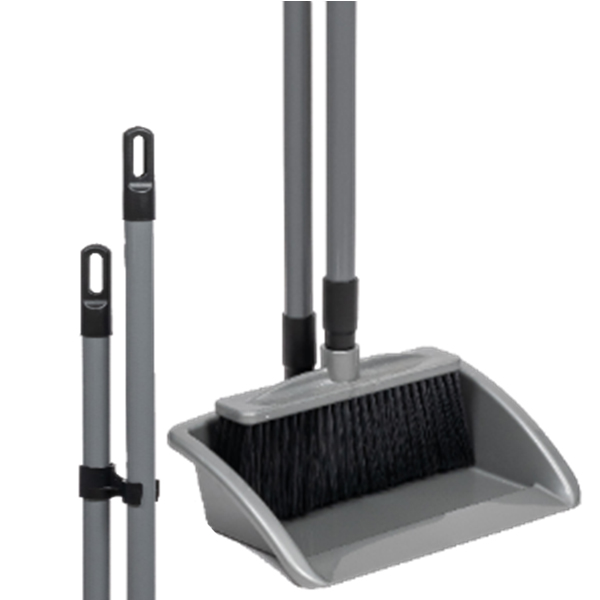 Набор для уборки "Эталон", совок квадратный и щетка (серый металлик)