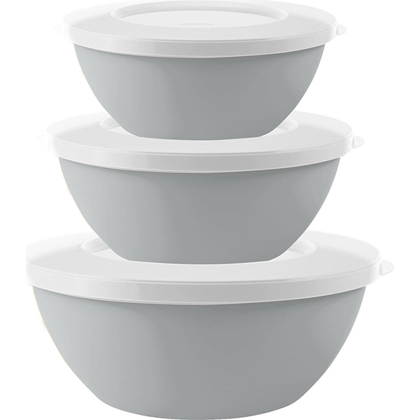 Набор мисок HELSINKI с крышками 3 шт (5л, 3л, 2 л) пепельный жемчуг (то)