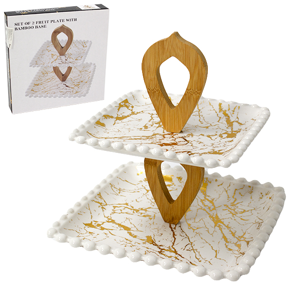 Конфетница-этажерка керамическая 2-х ярусная, 24*24см h-24см