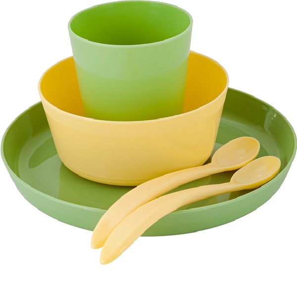 Набор детской посуды Lalababy Follow Me (тарелка, миска, стакан, 2 ложки) фисташк.пломбир (то)