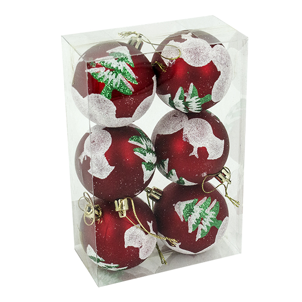 Шары елочные 6см, 6шт 