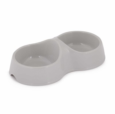 Миска ALTA 0,2л для кошек двойная (серый)  (то)