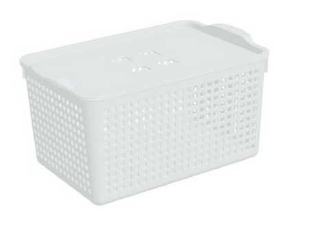 Корзинка "Лофт" 5,3л 295х185х145мм с крышкой (белый) (то)