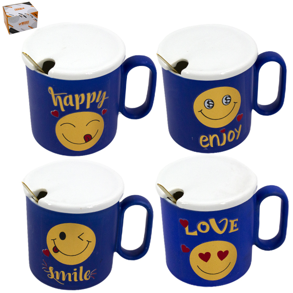 Кружка 350мл, с керамической крышкой и ложкой из нерж