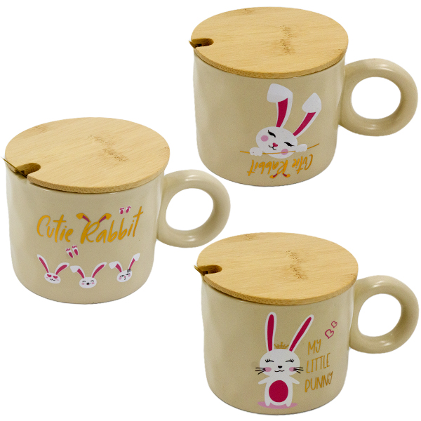 Кружка 350мл, с бамбуковой крышкой и ложкой из нерж