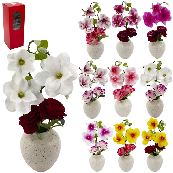 Цветок искусственный h-42см, в керамической вазе