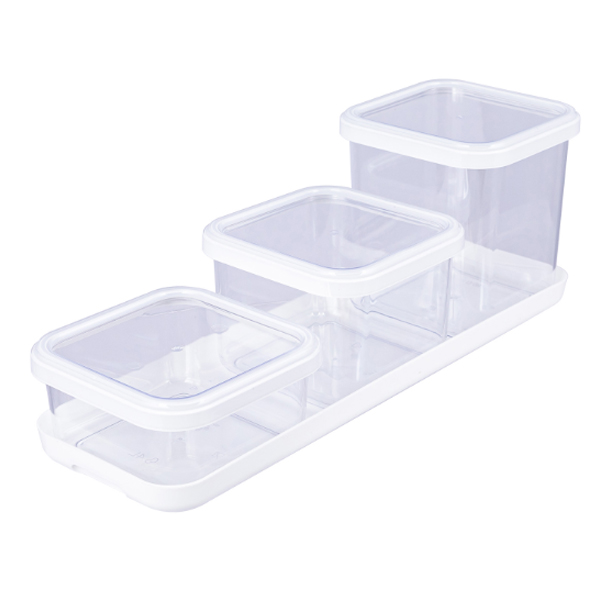 Набор емкостей для сыпучих Cubbo Scandi на подставке 3шт (0,4+0,6+0,9л)(белый) (то)