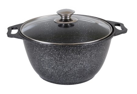 Кастрюля 3л со стеклянной крышкой, АП (темный мрамор)