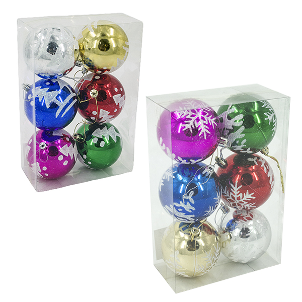 Шары елочные 7см, 6шт 