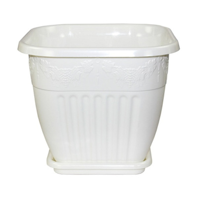 Горшок-кашпо "Лозанна" 8л с поддоном квадр.(белый)(то)