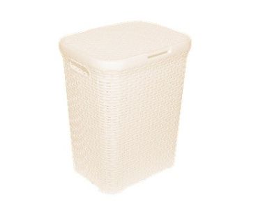 Корзина для белья "Ротанг" 60л. с крышкой (слоновая кость) (то)