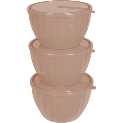 Набор салатников Vanilla с крышками (3х0,6л) латте (то)