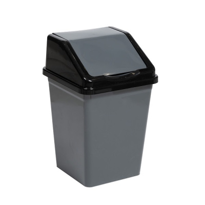 Ведро для мусора с подвижной крышкой 5л квадратное (серо/черный) (то)