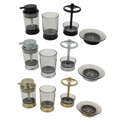 Набор для ванной комнаты (стакан, подставка для зубных щеток, дозатор для жидкого мыла,мыльница)