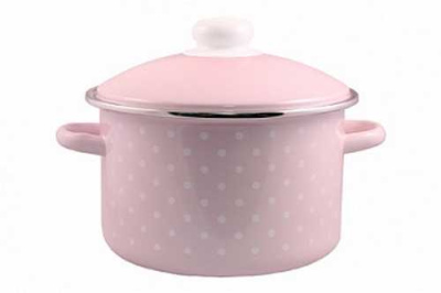 Кастрюля эмал  4,0л 17-1614/6М Горох мелкий-К роз.