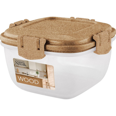 Контейнер д/продуктов Wood 0,35л герм.квадр.(то)
