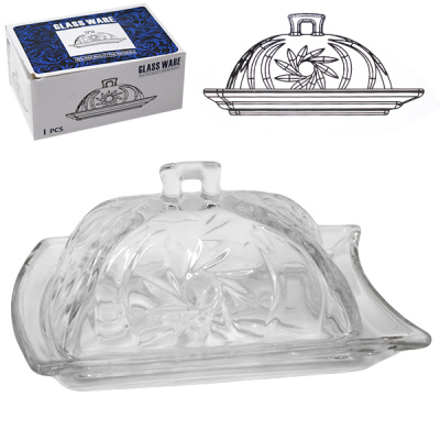 Масленка стеклянная 17*16*7см, с крышкой