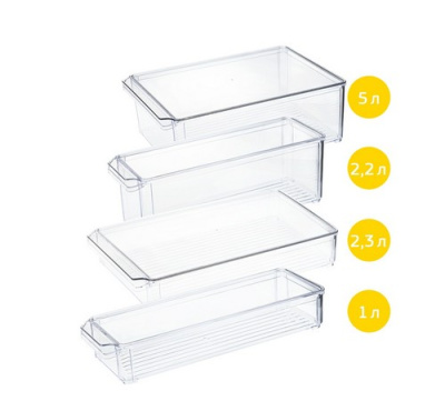 Органайзер для холодильника 10х30х5см с крышкой прозрачный (то)