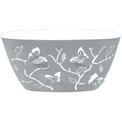 Горшок для цветов Plast Team Butterflies 7,3л 470х150мм овальный серый шторм (то)