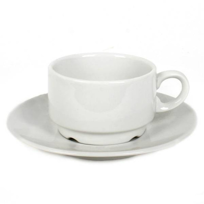 Чайная пара 170мл Белая Штабелируемая