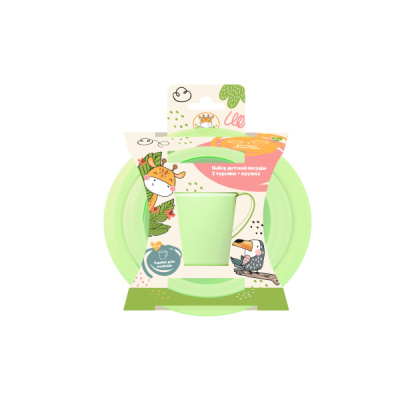 Набор детской посуды (2 тарелки и кружка) Giraffix (то)