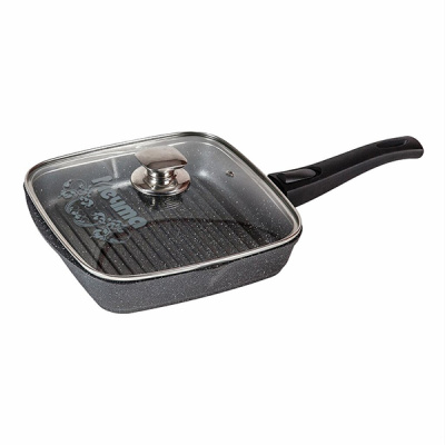 Сковорода-гриль квадр.26*26 АП Гранит со съемной ручкой  и стекл. крышкой арт.с066701