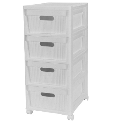 Комод "VELVET" 4 ящика (на колесиках) 300х385х690мм (Св.серый флэк) (то)