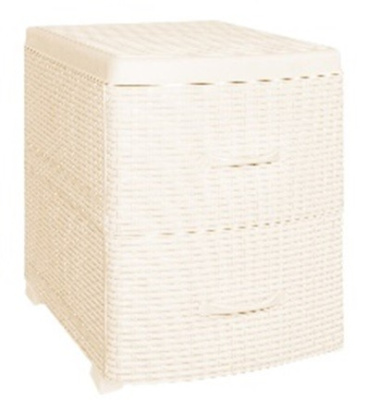 Комод-тумба 2-х секц. Ротанг (слоновая кость) 38х48х52см (то)