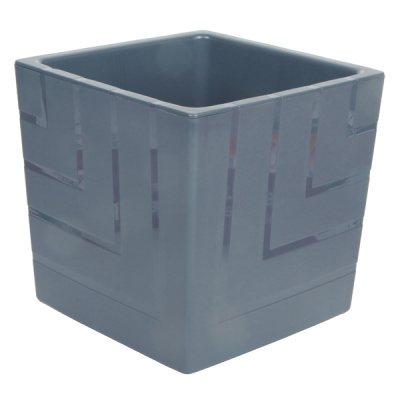 Горшок Квадро 6,6л с цв. вкладкой Антрацит