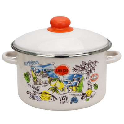 Кастрюля эмал цил Греческая кухня 2,0л мет/об
