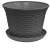 Кашпо круглое "Ротанг" 6,1л с поддоном (т.серый) (то)