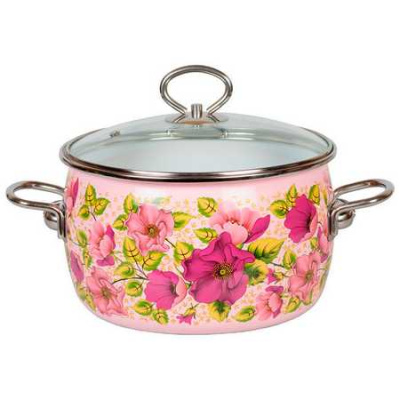 Кастрюля сф. "VIOLETA" розовая 4,0л глуб.