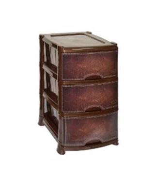 Комод 3-х секц декор КОЖА /корич.ротанг/ 39х47х75см