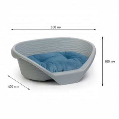 Лежак ALTA для кошек и собак пластиковый (с подушкой)(серый) (то)