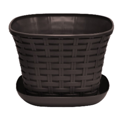 Кашпо квадратное "Ротанг" 2,3л с поддоном (венге)(то)