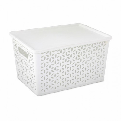 Корзина "Мираж" 380х285х210мм (с крышкой) (белая)(то)