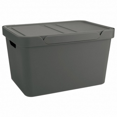 Ящик универсальный с крышкой "LUXE" 380х276х220мм, 18л (серый) (то)