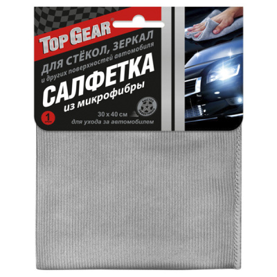 Салфетка для стекол и зеркал 30х40 из МИКРОФИБРЫ Top Gear №1 