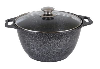 Кастрюля 3л со стеклянной крышкой, АП (темный мрамор)