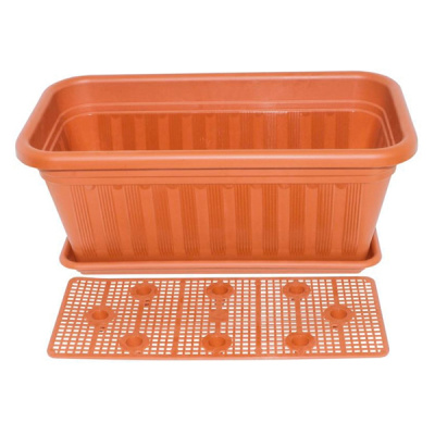 Кашпо прямоугольное 15л с дренажем (то)