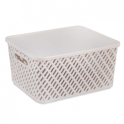 Корзина "Плетенка" 350х290х175 с крышкой (бежевый)(то)