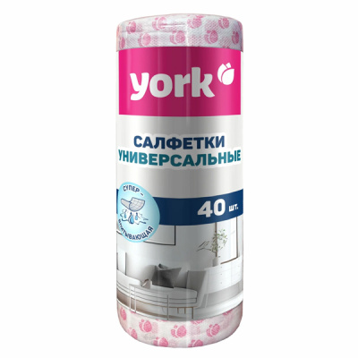 Салфетки вискозные Тюльпан Премиум в рулоне YORK 40шт. (25х40 см)