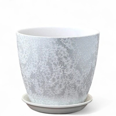 Горшок Роспись бутон шёлк белый 15см (РС 70/2)