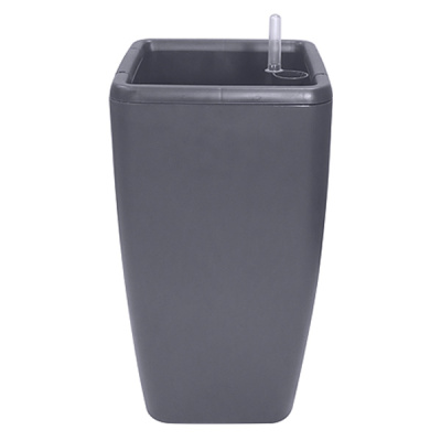 Горшок с автополивом Munchen 20л/8л квадратный со вставкой вулканический серый (то)