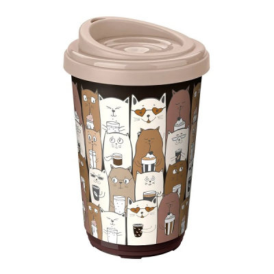 Термостакан 400мл с декором (темно-бежевый)(то)