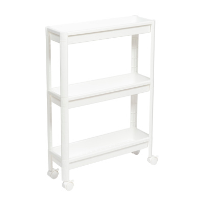Этажерка узкая VIKEA 3-х ярусная на колесах (белый) (то)
