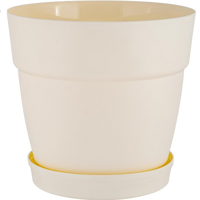 Горшок для цветов Villa de Fiori D130мм с поддоном 1,1л белоснежный жасмин (то)