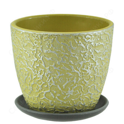 Горшок бутон Муар желтый N2 d14см