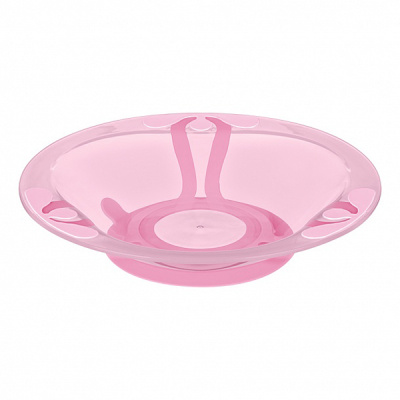 Тарелка детская д/вторых блюд на присосе 400мл (розовый)(то)